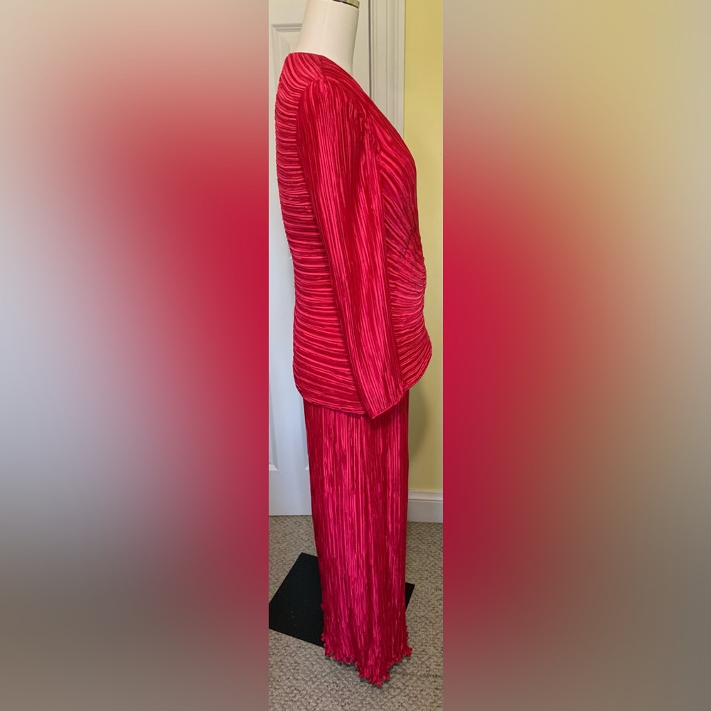 STUNNING VTG George F. Couture Hot Pink 2PC Evening Suit Set - Picture 6 of 10